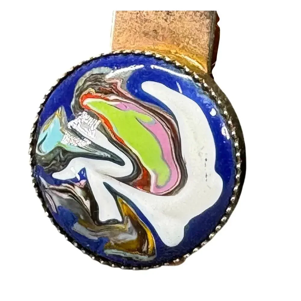 Vintage Psychedelic Resin Men's Gift, Fluid Art Statement Money Clip Accessory